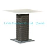 Outdoor Rattan Table Quartz Stone Table Top