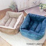 Coral Soft Winter Warm Dog Cushion Square Flocked Pet Beds