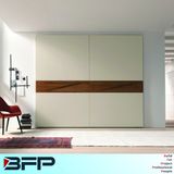 White Door with Wooden Stripes Wardrobe