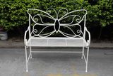 Butterfly Metal Bench in Antique White Color