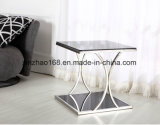 Chrome Plating Frames Mirror Modern Acrylic LED Glass Coffee Table