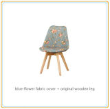 Leisure Chairs with Blue-Flower Fabric Cover and Original Wooden Legs