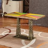 Classical Style Wood Top Restaurant Table with Tower Type Cast Iron Leg (SP-RT547)