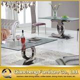 Most Popular Design Glass Top Stainless Steel Dining Table