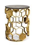 Hexagon Shape Gold Painted Metal Table in Coffee Table