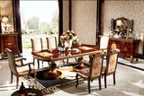 0063 Italy Drak Brown Color Wooden Design Solid Wood Dining Table with Chair Classic Dining Room Set