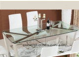 Stainless Steel Frame Tempering Glass Dining Table