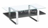 2017 Glass Top Wooden Shelf Coffee Table (CT033)