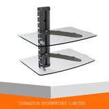 2 Tier Shelf DVD Stand -Aluminum and Tempered Glass DVD Rack