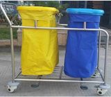 Stainless Steel Frame Hospital Waste Trolley with Two Waterproof Bag