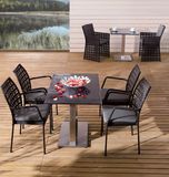 PE Rattan Outdoor Patio Wicker Home Hotel Office Cube Dining Set Table and Chair (J643)