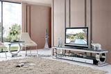 Modern Stainless Steel Glass Gloss Top TV Shelf