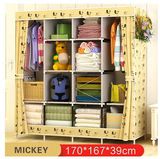 Modern Simple Wardrobe Household Fabric Folding Cloth Ward Storage Assembly King Size Reinforcement Combination Simple Wardrobe (FW-22D)