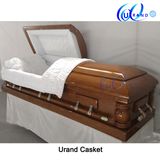 High Gloss Velvet Interior Poplar Hardwood Casket and Coffin