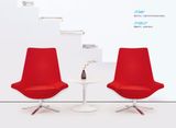 Modern Red Fabric Rotary Reception Chair for Office