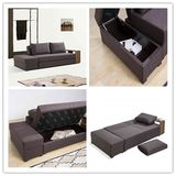 Sectional Sofa Bed with Coffee Table and Double Storage