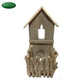 Pastoral Style Wooden Fence Candleholder for Decoration or Gift