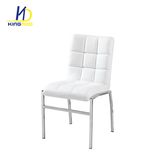 Modern Classic Chromed Metal Leg Leather Dining Chair