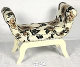 Vintage Designer Fabric/Wooden U Shape Bench