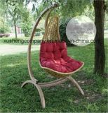 Outdoor Balcony Wood Frame Woven Rattan Hammock Swing Chair