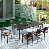 Outdoor Furniture Cheap Price Synthetic Rattan Cube 8-10 Person Dining Table and Chair (YTA581&YTD020-13)