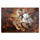 Handmade Musician Oil Painting on Canvas for Home Decor