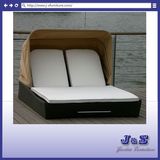 2 Seat Outdoor Patio Rattan Wicker Chaise Lounge Chair Patio Furniture Garden Set, Rattan Furniture (J1935)