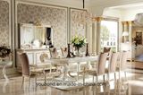 0062-1 Italian Solid Wood Luxury Antique Long Dining Table White Color Set Furniture