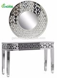 Living Room/Bedroom Antique Console Table with Mirror Set, MDF Material