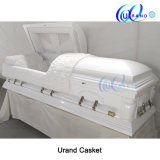 High Gloss White Finishing Velvet Poplar Casket and Coffin