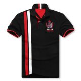 OEM Half Moon Patch Front 2 Colors Striped Men's Fashion Polo Shirts