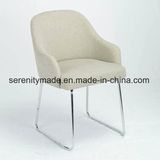 2018 New Design Beige Velvet Fabric Stainless Steel Legs Sofa Chairs