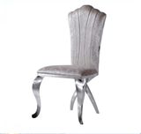 Elegant Dining Furniture for Dining Room / Dining Chair in Black Purple Vevet Fabric / Metal Cross Rear Leg Curve Back Dining Chair