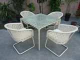 Outdoor White Rattan Dining Set Wicker Furniture (DS-06046)