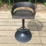 Black Outdoor Swivel Dining Garden Patio Rattan Bar Stool (FS-R002)