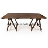 10 Seater Rustic Style Outdoor Wooden Trestle Restaurant Dining Table