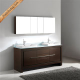 Fed-1088 Walnut Finishing Wooden Veneer Double Sinks Wooden Bathroom Vanity Bathroom Cabinets
