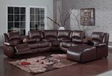 Traditional Air Leather Reclining Corner Sectional Sofa with Chaise