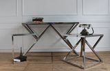 Metal with Black Tempered Glass Plate Console Table