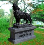 Black Marble Wolf Statue- Na1771