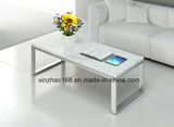 Modern Chine Style Metal Base Tempered Glass Coffee Table
