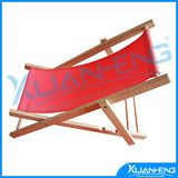 Red Folding Wooden Adjustable Lounge Beach Chair W/ Pillow