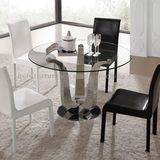 Round Dining Table with Tempered Glass