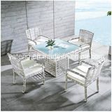 5 Years Warranty Foshan White Rattan Outdoor Furniture Garden Dining Table Set