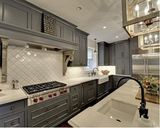 Contemporary Style Curved Countertop Melamine Kitchen Cabinet