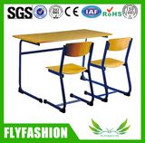 Cheap Wooden School Furniture Double Student Desk and Chair (SF-45D)