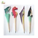 Wood Craft Ballpen with Lovely Wooden Anima Carved and Painted by Hand