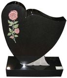 China Shanxi Black Granite Diamond Carved Upright Tombstone