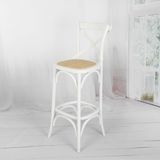 White Colored Wooden Furniture Cross Back Bar Stool (DC-112)