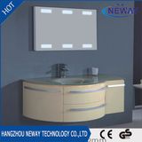 Wall Mounted PVC Glass Basin LED Mirror Bathroom Cabinet